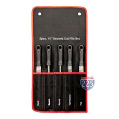 5 Piece 10″ Smooth Cut File Set Round Square Flat Half-Round Hand Tool Kit