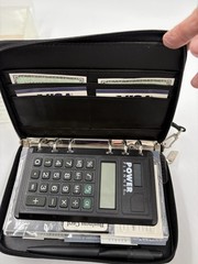 Vintage 2000 Leatherette Black Power Planner Organizer with Calculator & More