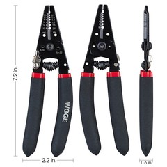 WGGE WG-013 Wire Stripper and Cutter 7” ,Cuts, strips wire and loops 10-20 AWG