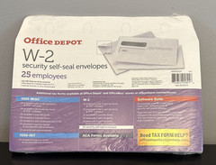 Lot of 2-Office Depot Double-Window Self-Seal W-2 Envelopes 25 in each pack