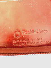 FRANKLIN COVEY Red Leather Zippered Compact Binder
