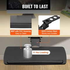 VEVOR Keyboard Tray Under Desk Ergonomic Pull out Keyboard/Mouse Tray 25×9.8 in