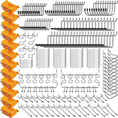 260 PCS Peg Board Kit Assortment Accessories Tool Metal Hook Pegboard Organizer