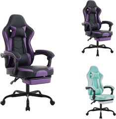 Purple Ergonomic Gaming Chair, Computer Chair with Footrest and Lumbar Support a