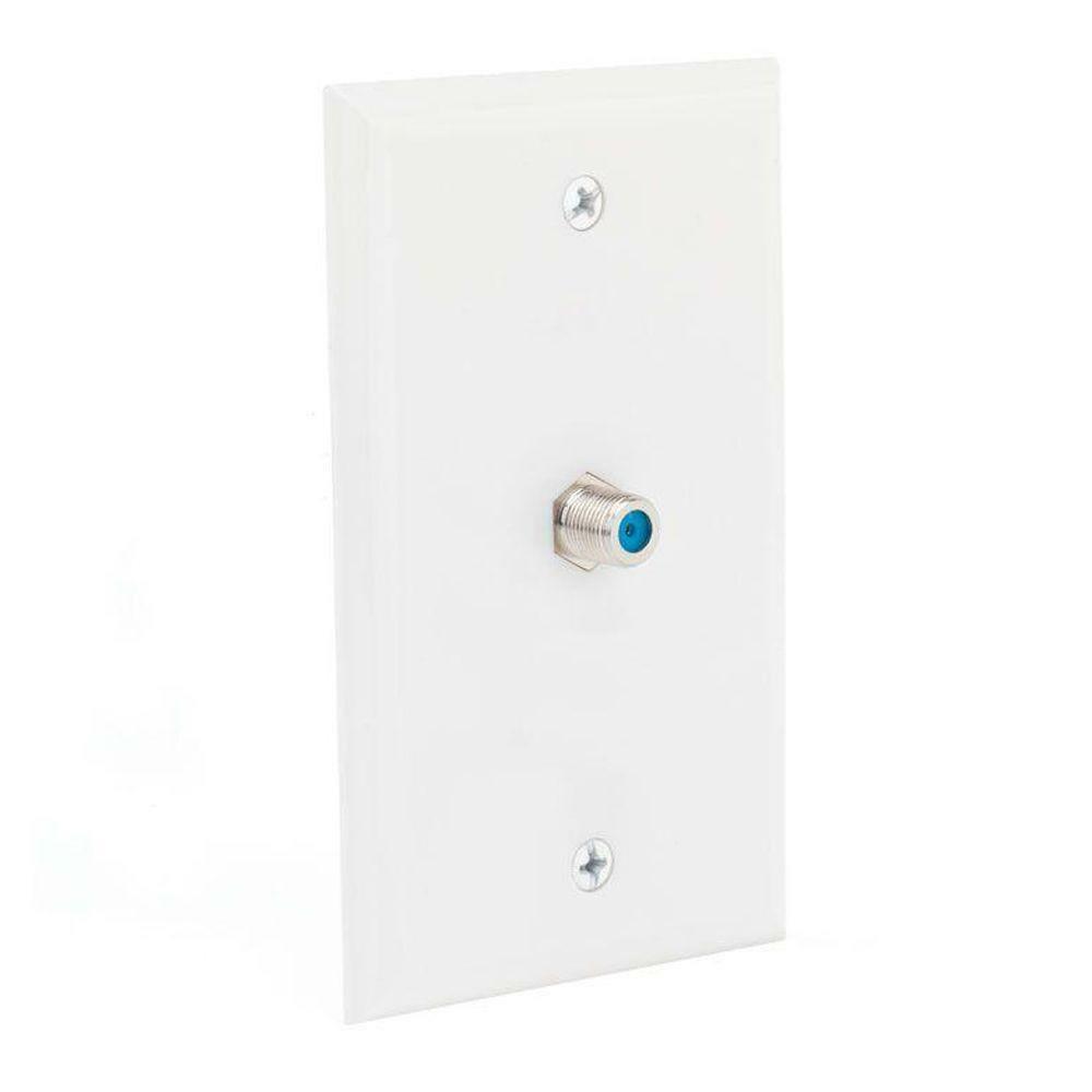 Coaxial RG6 Keystone F81 Single Jack Wall Plate White Cable TV