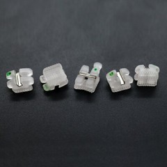 Orthodontic Ceramic Brackets w/Metal Slot 022 018 Roth MBT 3 Hook Braces Clarity