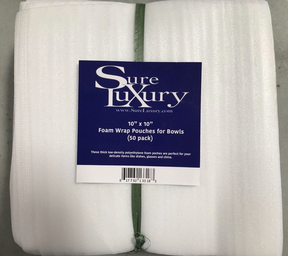 10″ x 10″ Foam Pouches for Plates (50 Pack) Protect Dishes Medium Size