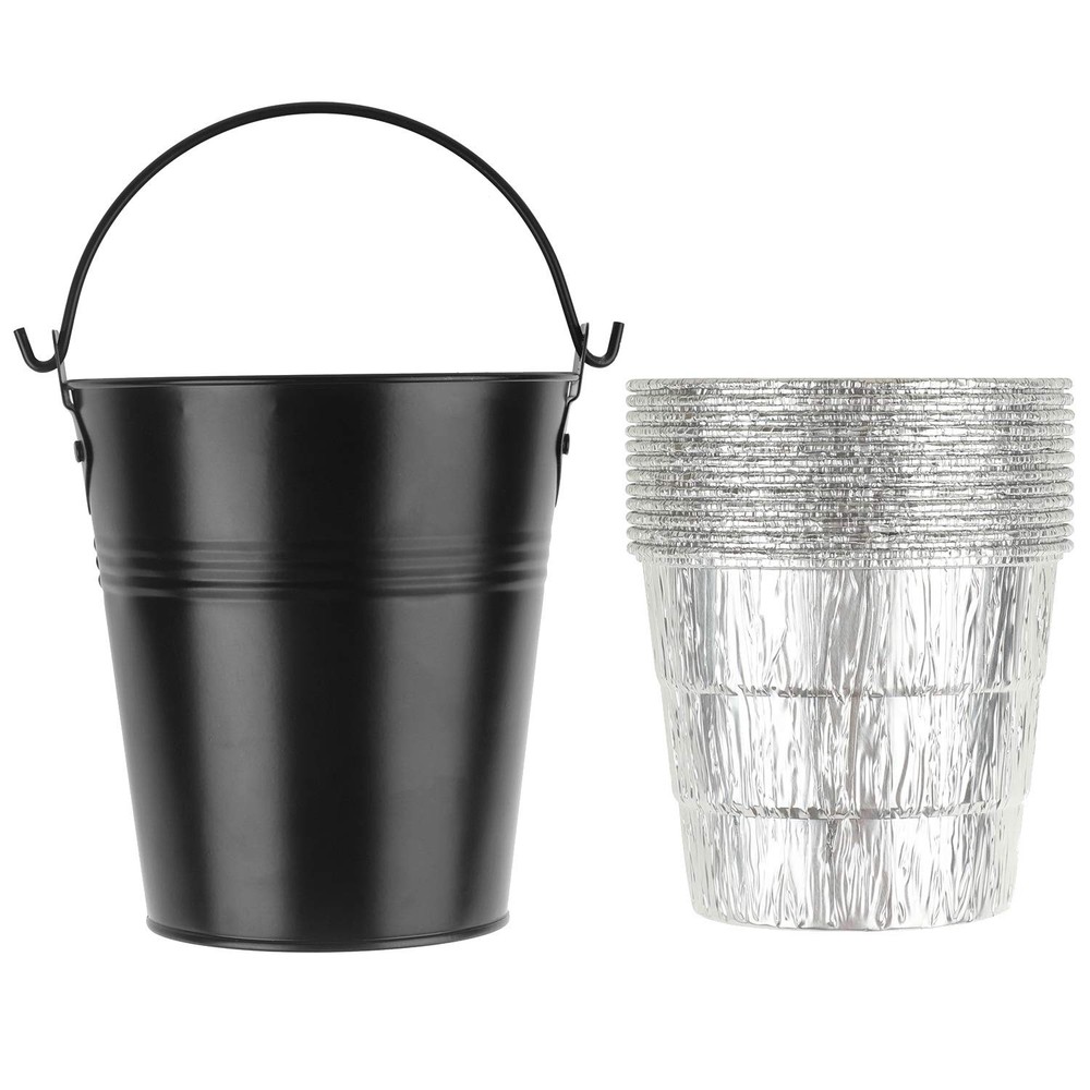 Drip Grease Bucket and 1 pack Black & 12 Liner,