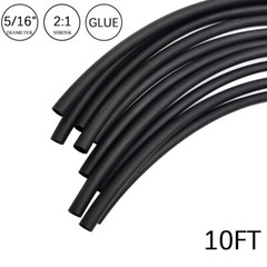 2:1 Heat Shrink Tubing Tube 5/16″ Black Glue Waterproof Dual Wall Wires Wrap