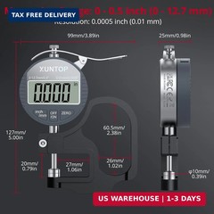 XUNTOP Digital Thickness Gauge 0.5inch/0.0005inch(12.7mm/0.01mm) Thickness Meter