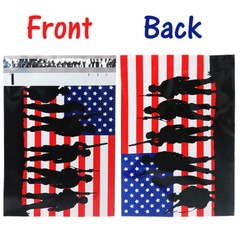 10×13, 12×15 U.S Soldier Patriotic Poly Mailers, Custom Flag Shipping Envelopes