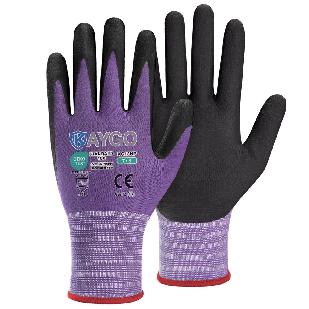 MicroFoam Nitrile Safety Work Gloves – 3 Pairs, Seamless Knit Nylon, All-Purpose