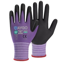 MicroFoam Nitrile Safety Work Gloves – 3 Pairs, Seamless Knit Nylon, All-Purpose
