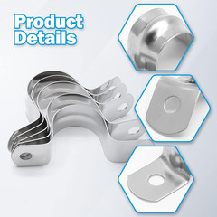 Uenhoy 50 Pcs 1″ Stainless Steel Rigid Pipe Strap Clamps, M25 Two Hole Strap U B