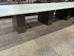 20’ x 5’ Conference Table in White Laminate w/ Gray Bases by Paoli