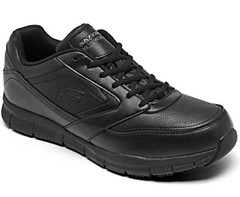 New Skechers Work 77156 Memory Foam Slip Resistant Black Lace Shoes Size 13 Wide