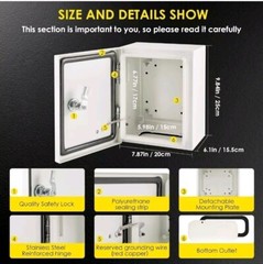 Steel Electrical Box 10” x 8” x 6”,IP66 Waterproof Safety Locks and Mount
