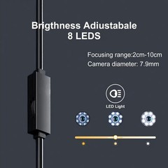 Endoscope Camera with Light, 1920P HD Borescope Camera with 8 LED Lights 16.4ft