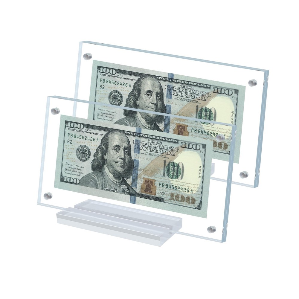LONCHDAN 2Pcs Dollar Bill Frame Display Acrylic Transparent-2
