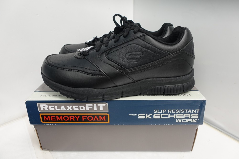 Skechers 77156 Nampa Memory Foam Slip Resistant Black Work Shoes, Size: 9