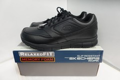 Skechers 77156 Nampa Memory Foam Slip Resistant Black Work Shoes, Size: 9