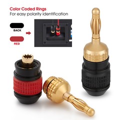 WGGE WG-008 24K Gold Safety Connector Banana Plugs (6 Pairs) (12 plugs )