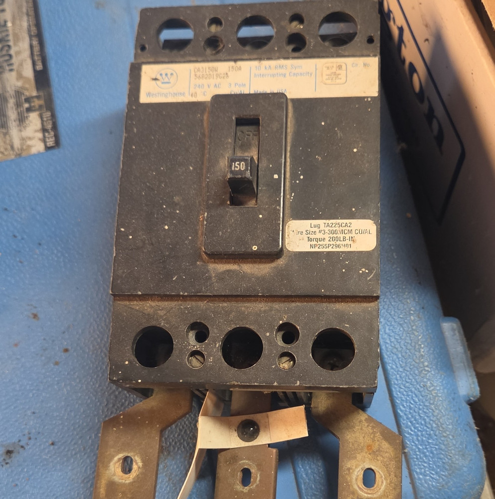 Westinghouse CA3150W Circuit Breaker 150A 240V 3-Pole Bolt-On On/Off Black