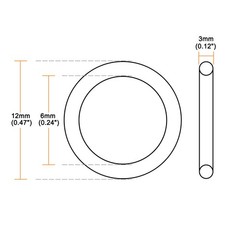 50PCS 6mm x 12mm x 3mm O-Rings Nitrile Rubber