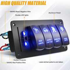 Custom Rocker Toggle Switch Panel ON OFF 2/3Way 12V 24V for UTV Car Truck Marine