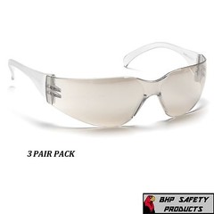 PYRAMEX INTRUDER SAFETY GLASSES INDOOR/OUTDOOR MIRROR I/O LENS S4180S (3 PAIR)