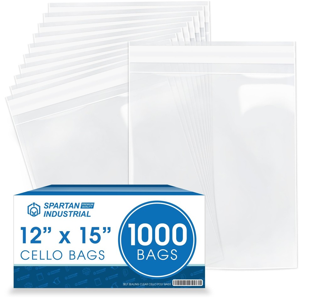 – 12″ X 15″ 1000 Count Crystal Clear Resealable Cello Poly Bags for Packaging…