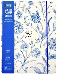 2026 Monthly 12 months Planner Orange Circle Studio OCS BOHO Blue Flowers Medium