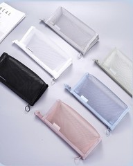 3Pcs Mesh Makeup Brush Bag, Nylon Mesh Zipper Pouch Bags Portable Clear Makeu…