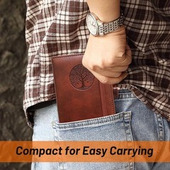 Small Pocket Notebook, Leather Journal Mini (Brown)