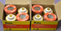 Lot of 8 Bussmann T-20 Fusetron Dual-Element Time Delay Fuse 20A / 125V — New