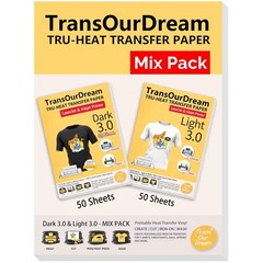 Dark & Light Fabrics Iron on Transfers, 50+50 Sheets