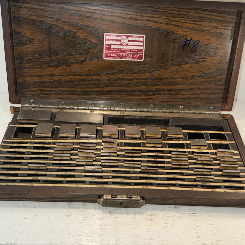Vintage Starrett Webber Model SCS81A Grade 3-2 Gage Block Set 39 Pieces 4/29/73