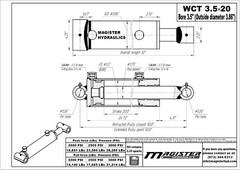 Hydraulic Cylinder Welded Double Acting 3.5″ Bore 20″ Stroke Cross Tube 3.5×20