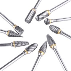 10x 1/4 Double-Cut Tungsten Steel Carbide Rotary Tool Burr Die Grinder Shank Bit