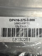 5 Pk) Unicorp 3/8”x3” Precision Dowel Pin, 416 SS, Passivated Finish, Beveled
