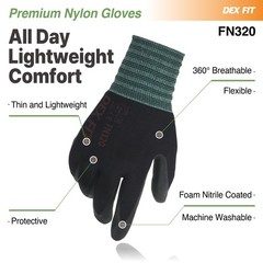 Premium Nylon Nitrile Work Gloves FN320 3D Comfort, Stretchy Fit, Size…