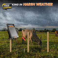 10-Mile Solar Electric Fence Charger 0.18 Joule Day/Night Mode for Livestock