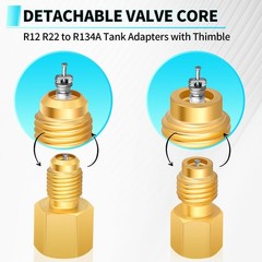 Brass R134A R12 R22 Tank Vacuum Pump Adapters Valve Remover for AC Charging