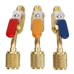 1/4″ SAE Angled Small Ball Valve 3PCS AC Refrigerant Charging Hoses
