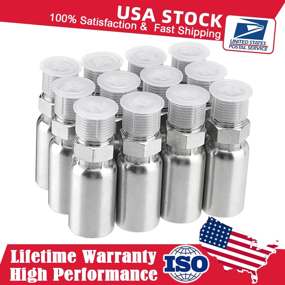 12pcs 3/8″ NPTF Hydraulic Hose End Fittings, 3/8″ I.D. Hose x 3/8″ NPTF Male A++