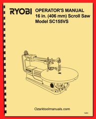 Ryobi 16″ Scroll Saw Model SC155VS Owners Operator Instruction Parts Manual 1483