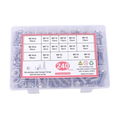 M5 M6 M8 Flanged Bolts and Nuts Kit 240 PCS Stainless Steel Metric Assortment