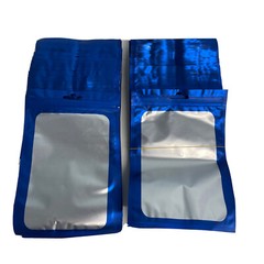 98 Mylar smellproof Clear window Blue resealable bags 7×4.75 (entire bag) 98-Cou