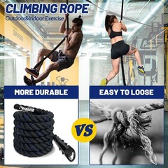 100% Polyester Climbing Rope with Hooks – Heavy Duty 1000LBS Load Capacity, 1…