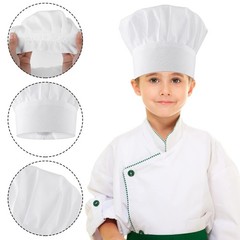 White Chef Hat Adjustable Elastic Kitchen Cooking Cap for Kids Adults